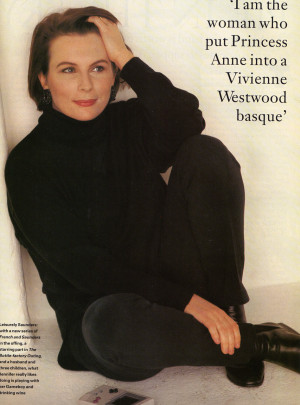 Old magazine scan of Jennifer Saunders, her Game Boy paused and put ...