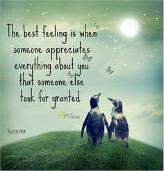 The best feeling is when someone appreciates everything about you that ...