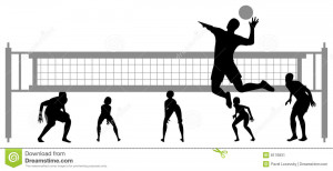 Volleyball game silhouette on white, 2.
