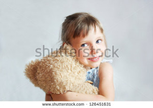 Little Girl Hugging Two Big