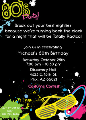 80s Party Digital Invitation - Totally awesome eighties themed ...