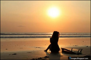 Alone, sunset, bech, girl, sad