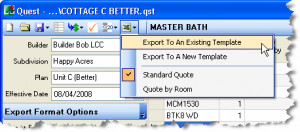 quest offers four options for exporting quotes to excel