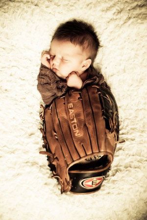 newborn pictures in daddy's baseball glove…i will so do this if I ...