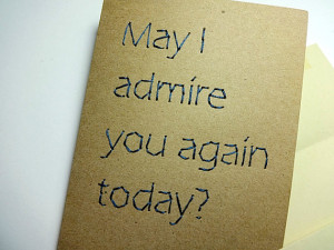 Pretty in Pink, Duckie quote valentine card, hand embroidered