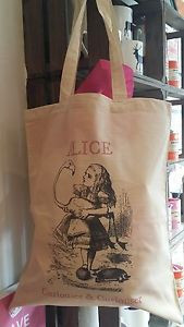 ALICE-IN-WONDERLAND-QUOTE-CURIOUSER-CURIOUSER-TOTE-COTTON-BOOK-BAG-NEW