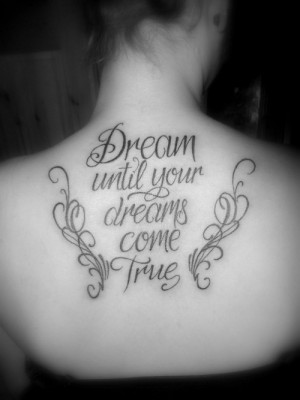 My back tattoo of a verse of Aerosmith's song 'Dream On'. 1 hour 40 ...