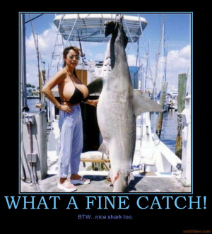 WHAT A FINE CATCH BTW nice shark too demotivational poster
