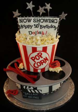 Movie Birthday Cake Portland OR popcorn, movie reel