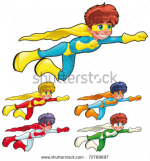Young superheroes. Funny cartoon and vector characters. Isolated ...