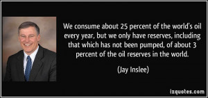 We consume about 25 percent of the world's oil every year, but we only ...