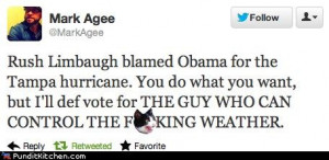 Did Obama cause Hurricane Isaac?