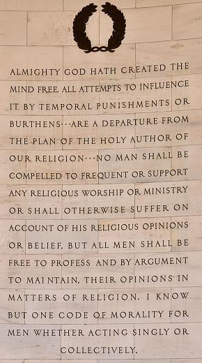 Below are quotations shown on the Jefferson Memorial in Washington, D ...