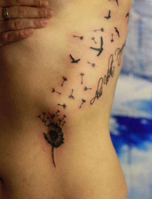 Dandelion Turning Into Birds Tattoo