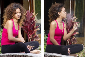 Rihanna puffs on a suspicious roll-up cigarette after working out with ...
