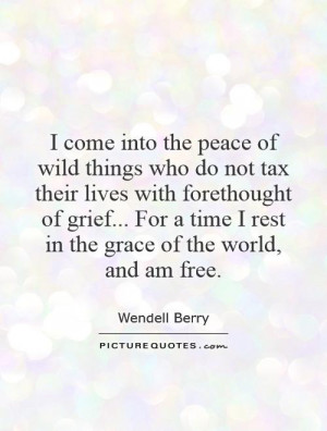 the peace of wild things who do not tax their lives with forethought ...