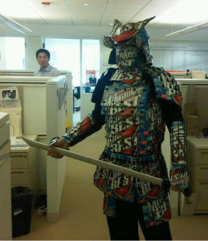 Funny photos funny costume beer samurai