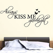 Kiss Me Goodnight Always Nursery Quote Wall Art Saying Stickers Decal ...