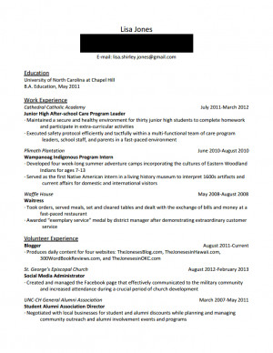First Resume After College
