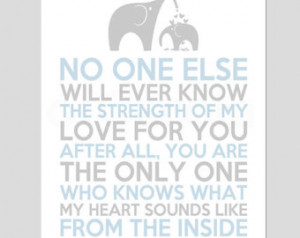 ... Know Quote MOTHER CHILD Love Elephant Blue Gray White ofcarola 8x10
