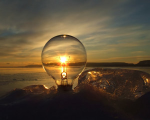 Nature - Sunset and light bulb