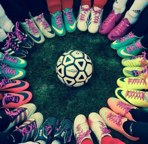 My soccer team¤ mine are the teal 1s with the yellow nike stripe at ...