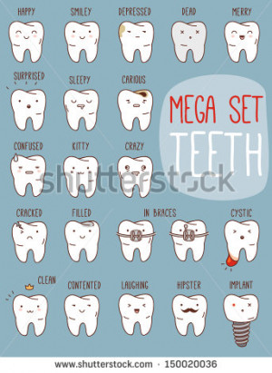 your design. Many various vector cartoons - sad, happy, hipster tooth ...