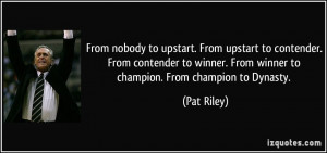 From nobody to upstart. From upstart to contender. From contender to ...