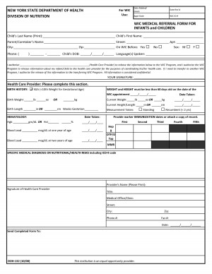 Wic Medical Referral Form For Infants And Children picture