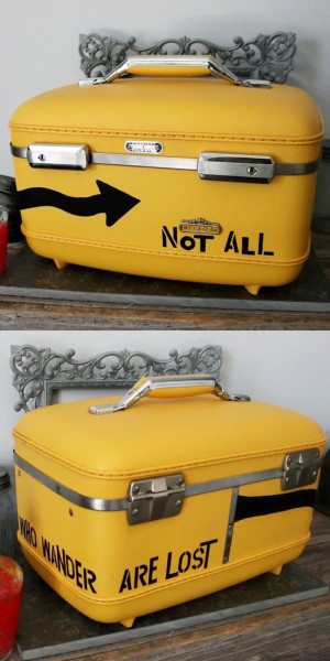 ... Train Case Luggage with Urban Arrow Symbol and Tolkien Quote in Black