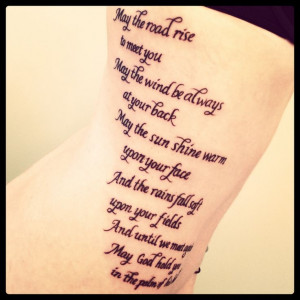 Old Irish benediction  memorial tattoo.