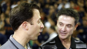 coach Richard Pitino, left, and his father, Louisville head coach Rick ...