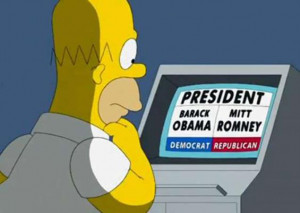 Homer Simpson ponders presidenial nominees on the season premiere of ...