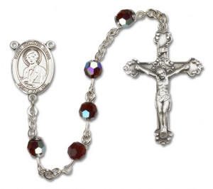 St. Dominic Savio Rosary Heirloom Fancy Crucifix - Garnet