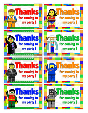 Printbale LEGO Thank You Party Tags/ Favor Labels LEGO Movie ...