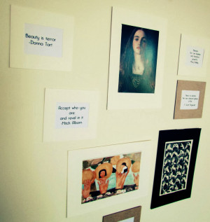 quotes wall display incorporating postcards and pictures quotes ...