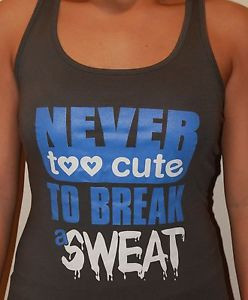 ... -APPAREL-Womens-Never-Too-Cute-to-Sweat-Gym-Workout-Crossfit-Tank-top