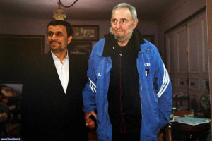 The former Cuban President, Fidel Castro (right), with Iranian ...