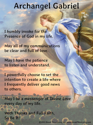 Archangel Gabriel Prayer Card