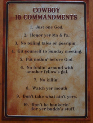... COMMANDMENTS Old West Primitive Country Western Sign Ranch Home Decor
