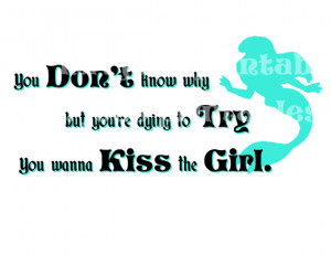 Little Mermaid DIY Kiss the Girl Quote Wedding Princess Ariel iron ...