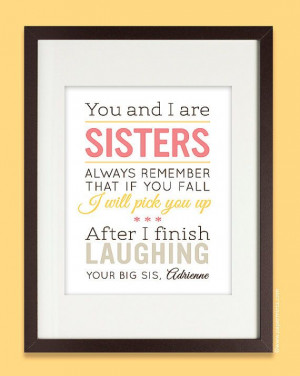 8x10 Personalized Sisters Quote Art Print with name, wall art ...