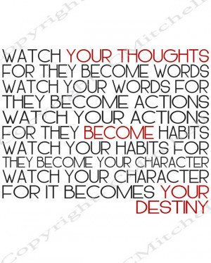 ... Print Watch Your Thoughts Word Art Aqua Blue Inspirational Quote