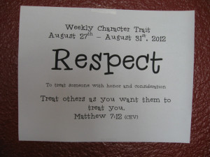 ... respect . We talked about how to be respectful, and reviewed a