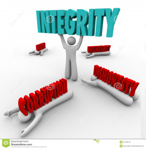man lifts the word Integrity as a competitive advantage in a battle ...
