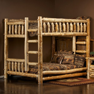 Log Queen Over Queen Bunk Bed