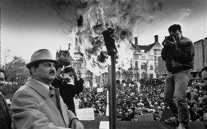 British Muslim protestors burn The Satanic Verses in Bradford in 1989 ...