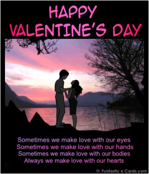 Flashing happy valentine message with picture card of couple getting ...