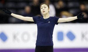 Kim Yuna of South Korea skates during practice sessions at the ISU ...