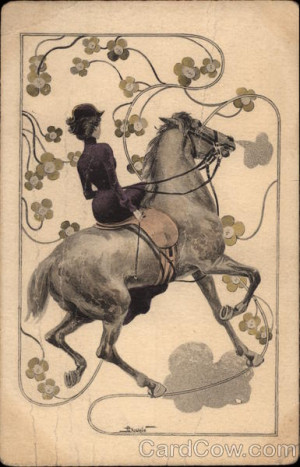 Woman On Horse Side Saddle